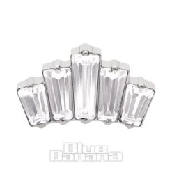 Blue Banana Polished Titanium 5 Rectangle Cubic Zirconia Threadless Top