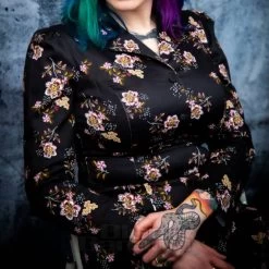 Bleeding Heart Pink Flower Long Sleeve Pencil Dress (Black) -Unique Clothing&Accessories 06a82eea1af24156865253b3314a bh pink flowers dress 2