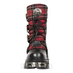 New Rock M.391T-S1 Reactor Tartan Half Boots (Black/Red) -Unique Clothing&Accessories 128731 m 391t s1 c