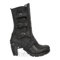 New Rock M.TR003X-S3 Trail Vintage Flower Heeled Boots (Black) -Unique Clothing&Accessories 128923 m tr003x s3 a