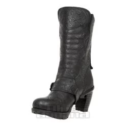 New Rock M.TR003X-S3 Trail Vintage Flower Heeled Boots (Black) -Unique Clothing&Accessories 128923 m tr003x s3 b