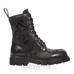 New Rock M.NEWMILI118-S1 Mili Embroidered Half Boots (Black) -Unique Clothing&Accessories 129145 m newmili118 s1 a