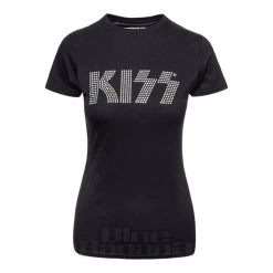 Official KISS Logo Diamante Skinny T Shirt (Black)