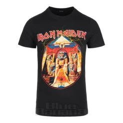 Official Iron Maiden Powerslave Lightning Circle T Shirt (Black)