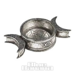 Alchemy Triple Moon Trinket Dish & Candle Holder (Silver)