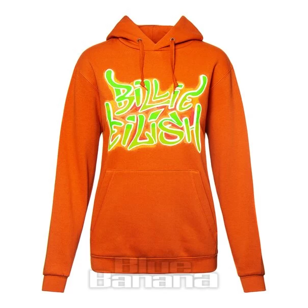 Official Billie Eilish Airbrush Flames Hoodie (Orange) 3 Official Billie Eilish Airbrush Flames Hoodie (Orange)
