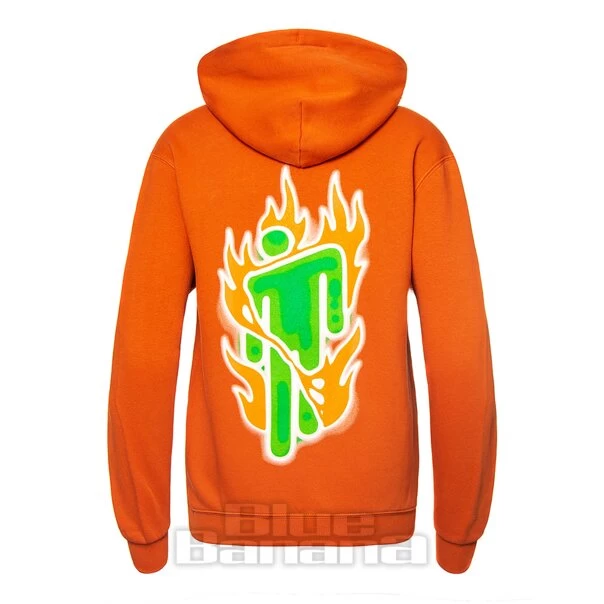 Official Billie Eilish Airbrush Flames Hoodie (Orange) 4 Official Billie Eilish Airbrush Flames Hoodie (Orange) - Image 2