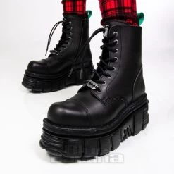 New Rock M-NEWMILI083-VS2 Vegan Military Boots (Black) -Unique Clothing&Accessories 140091 m newmili083 vs2 g