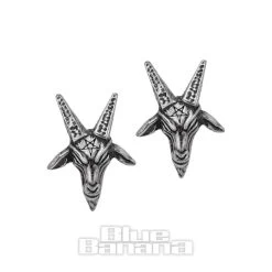 Alchemy Gothic Baphomet Stud Earrings (Silver)