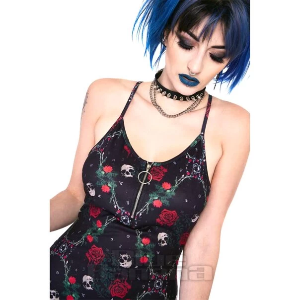 Jawbreaker Skull & Roses Cami Midi Dress (Black) 7 Jawbreaker Skull & Roses Cami Midi Dress (Black) - Image 5