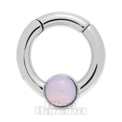 Blue Banana Opal Circle Surgical Steel Hanger (Silver)