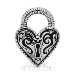 Blue Banana Heart Locket Surgical Steel Ear Hanger (Silver)