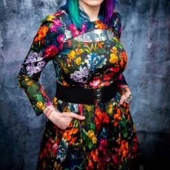 Bleeding Heart Floral Long Sleeve Black Dress (Multicoloured) -Unique Clothing&Accessories 14804340c02b443a17cd709d8091 bh floral multi dress 3