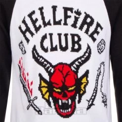 Stranger Things Hellfire Club Knit Jumper (Black/White) -Unique Clothing&Accessories 149141 b