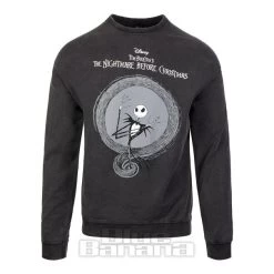 Nightmare Before Christmas Jack Skellington Acid Wash Sweatshirt (Grey)