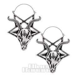 Blue Banana Baphomet Goat Plug Hoop Earrings (Silver)