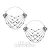 Blue Banana Skeleton Hands Plug Hoop Earrings (Silver)