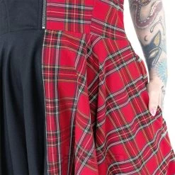 Heartless Dione Tartan Split Dress (Black/Red) -Unique Clothing&Accessories 187777c2ddababd8672fc306b028 151893 e