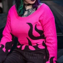 Heartless Flame Thrower Jumper (Pink) -Unique Clothing&Accessories 188e7262c8c38e7343f4e001f1f4 jawbreker flames jumper pink