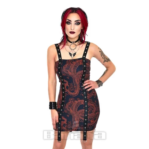 Jawbreaker Skeleton Snake Mini Dress (Black/Red) 6 Jawbreaker Skeleton Snake Mini Dress (Black/Red) - Image 4