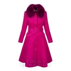 Bleeding Heart Fur Collar Coat (Pink)