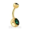 Blue Banana Plasma Gold Double Jewelled 1.6mm Navel Bar (Emerald)
