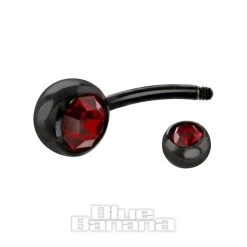 Blue Banana Black Titanium 1.6mm Double Jewelled Navel Bar (Siam) -Unique Clothing&Accessories 27402 ff a