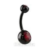 Blue Banana Black Titanium 1.6mm Double Jewelled Navel Bar (Siam) -Unique Clothing&Accessories 27402 ff main