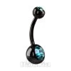 Blue Banana Black Titanium 1.6mm Double Jewelled Navel Bar (Zircon) -Unique Clothing&Accessories 27404 ff main