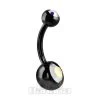 Blue Banana Black Titanium 1.6mm Double Jewelled Navel Bar (Aurora Borealis) -Unique Clothing&Accessories 27406 ff main