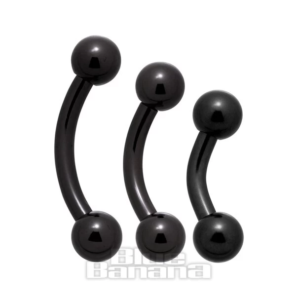Blue Banana Black Titanium 1.6mm Curved Barbell (Black) 3 Blue Banana Black Titanium 1.6mm Curved Barbell (Black)