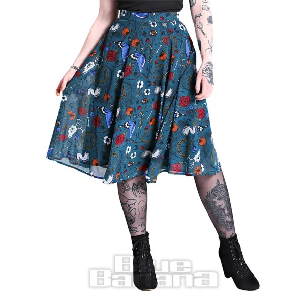 Hell Bunny Sianna Chiffon Skirt (Teal Blue) 3 Hell Bunny Sianna Chiffon Skirt (Teal Blue)