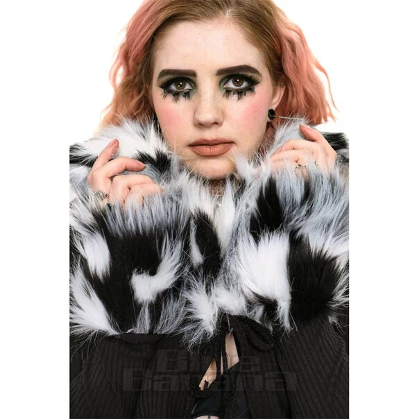 Jawbreaker Cropped Fur Trim Cardigan (Black) 7 Jawbreaker Cropped Fur Trim Cardigan (Black) - Image 5