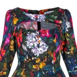 Bleeding Heart Floral Long Sleeve Black Dress (Multicoloured) -Unique Clothing&Accessories 3b2c46044046ebcb6345c3a1237e 150791 b