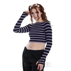 Banned Frances Stripe Jumper (Lilac/Black) -Unique Clothing&Accessories 482ac0c0a018e83b595422bcfb55