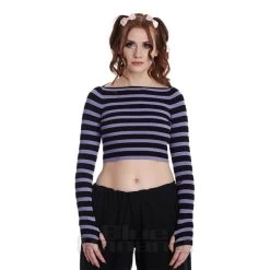 Banned Frances Stripe Jumper (Lilac/Black)