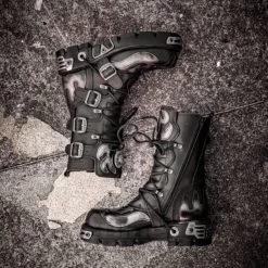 New Rock M.107-S2 Reactor Demon Flame Calf Boots (Black) -Unique Clothing&Accessories 5034a4caf0d3c4f1d2730d7d84ae newrock skull reactor boot pair