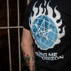 Official Bring Me The Horizon Blue Flame Globe T Shirt (Black) -Unique Clothing&Accessories 53f50109d54458c3c27bf4adf7a7 bmth tshirt 2