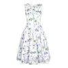 Bleeding Heart Bow Purple Flowers Dress (White)