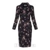 Bleeding Heart Pink Flower Long Sleeve Pencil Dress (Black) -Unique Clothing&Accessories 573119cba98e6664dad6c0b6dad0 150803