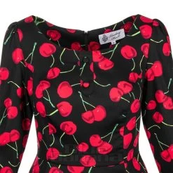Bleeding Heart Red Cherries Dress (Black) -Unique Clothing&Accessories 640b04cffca435b23a1448664540