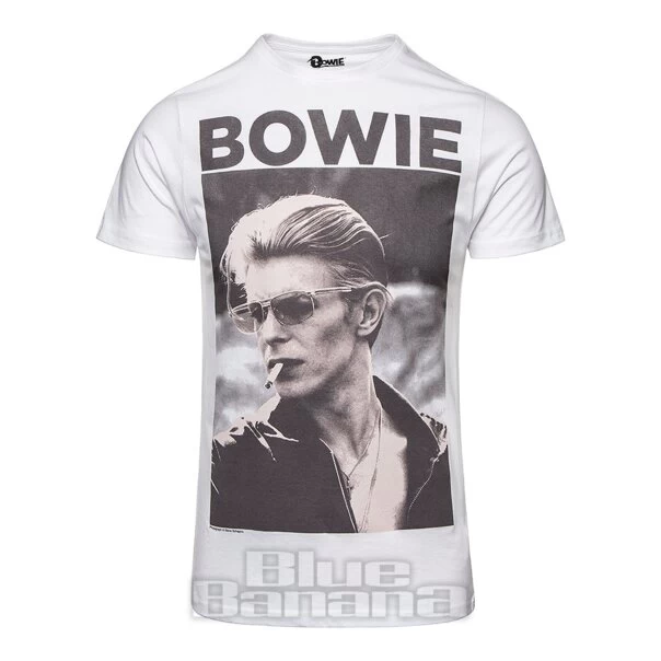 Official David Bowie Smoking T Shirt (White) 3 Official David Bowie Smoking T Shirt (White)