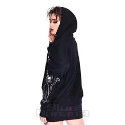 Jawbreaker Cosmic Cat Cropped Hoodie (Black) -Unique Clothing&Accessories 67d0cfa34b98d04584bd5f818c3c