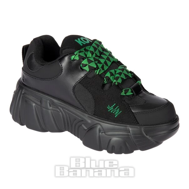 KOI FOOTWEAR Koi Ricta Flip Chunky Sole Trainers (Black/Green) 3 KOI FOOTWEAR Koi Ricta Flip Chunky Sole Trainers (Black/Green)