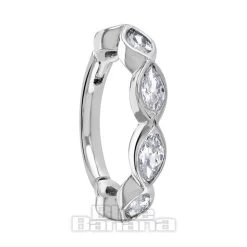 Blue Banana Cubic Zirconia Gems Marquise 9 Ct White Gold 1.0 X 8mm Hinged Segment Ring (White Gold)