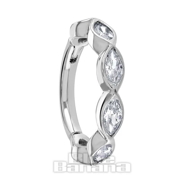 Blue Banana Cubic Zirconia Gems Marquise 9 Ct White Gold 1.0 X 8mm Hinged Segment Ring (White Gold) 3 Blue Banana Cubic Zirconia Gems Marquise 9 Ct White Gold 1.0 X 8mm Hinged Segment Ring (White Gold)