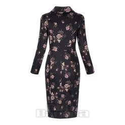 Bleeding Heart Pink Flower Long Sleeve Pencil Dress (Black) -Unique Clothing&Accessories 764adf01ba1c18531c6ebec0cc1b 150803 a