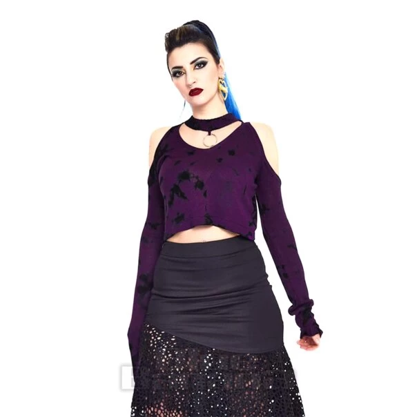 Jawbreaker Tie Dye Cold Shoulder Jumper (Purple) 3 Jawbreaker Tie Dye Cold Shoulder Jumper (Purple)