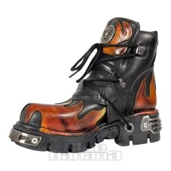 New Rock M.288-S1 Reactor Flame Ankle Boots (Black/Orange) -Unique Clothing&Accessories 79840 m 288 s1 c