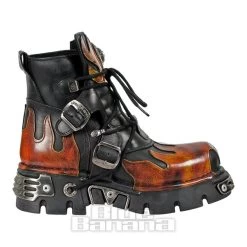 New Rock M.288-S1 Reactor Flame Ankle Boots (Black/Orange) -Unique Clothing&Accessories 79840 m 288 s1 a